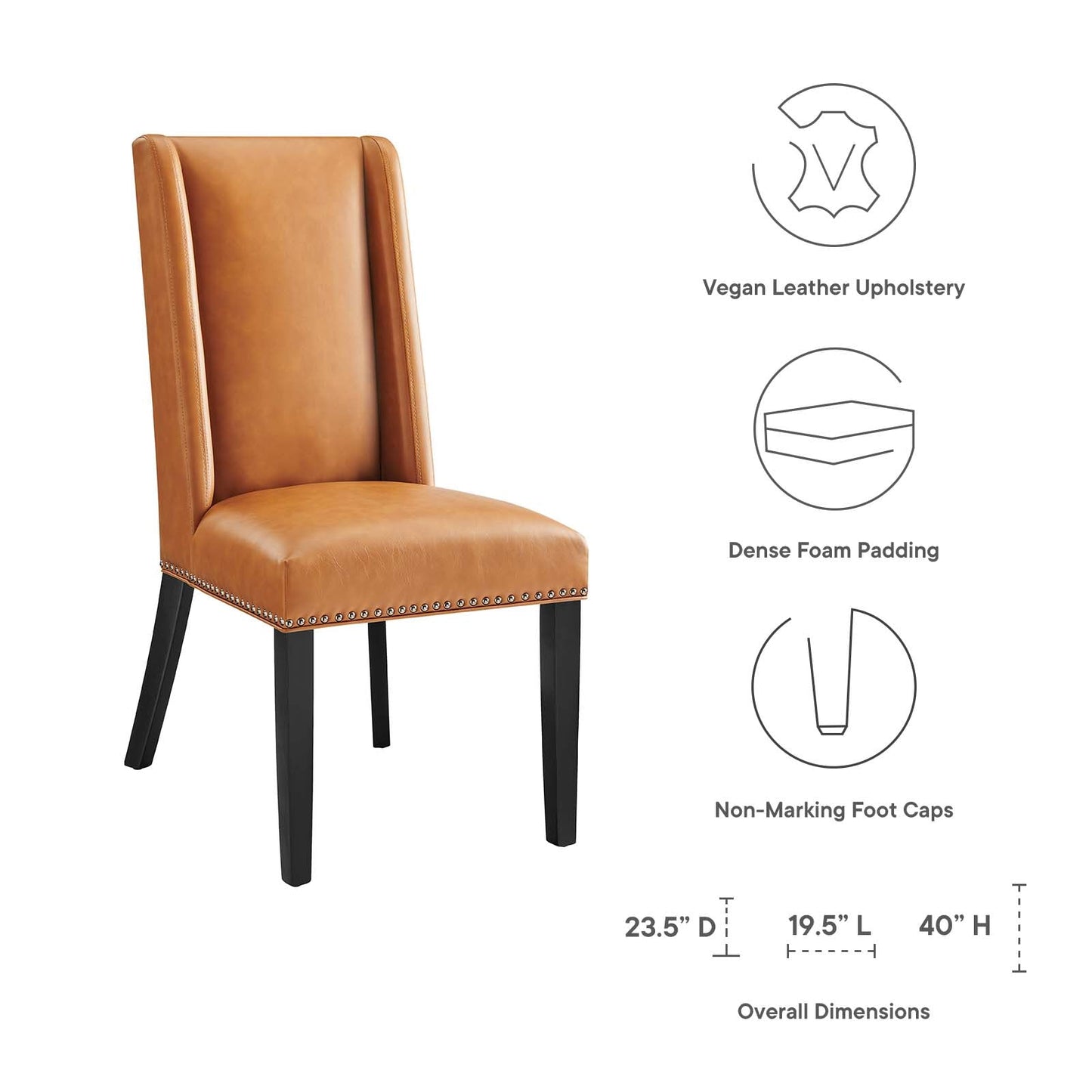 Baron Vegan Leather Dining Chair Tan EEI-2232-TAN