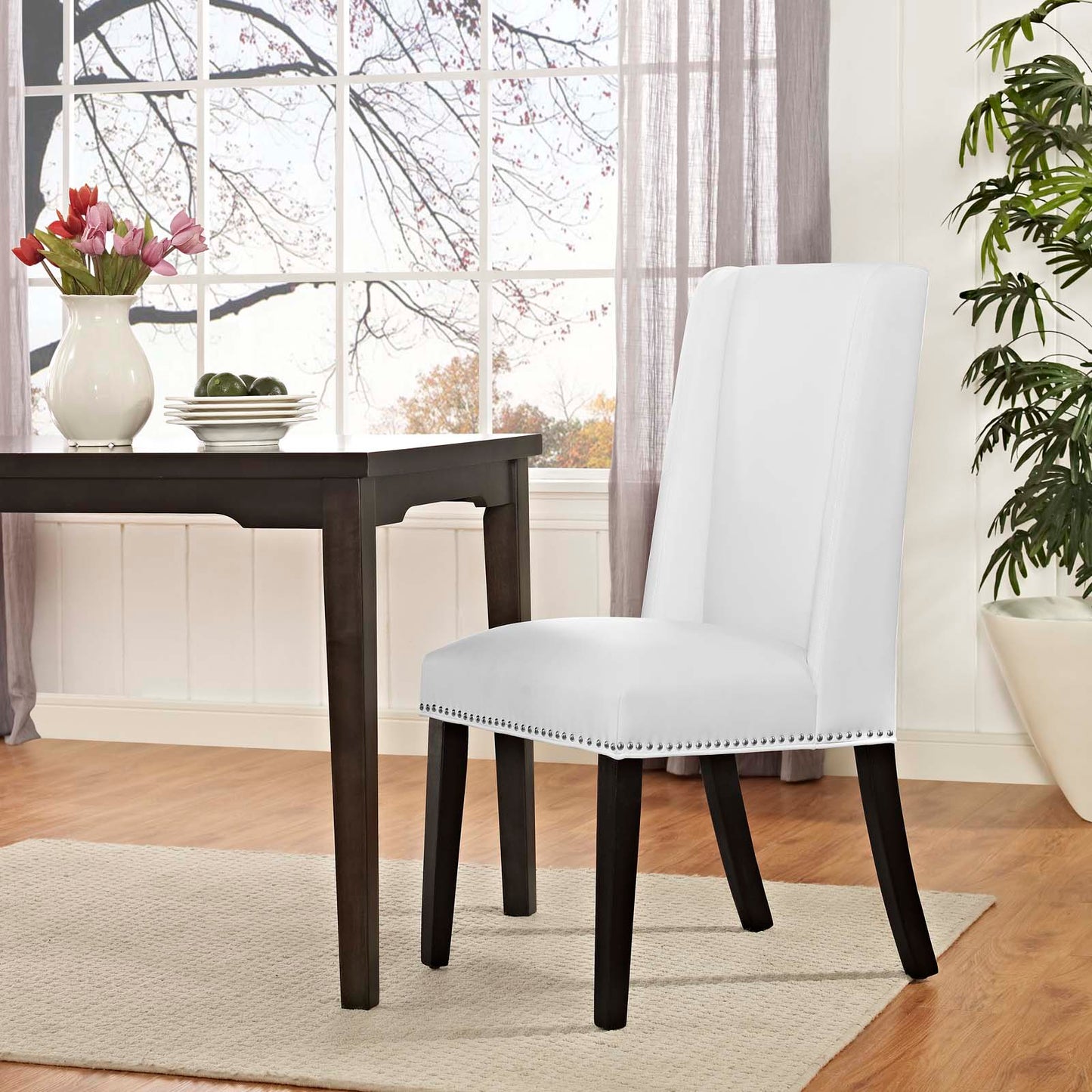 Baron Vegan Leather Dining Chair White EEI-2232-WHI