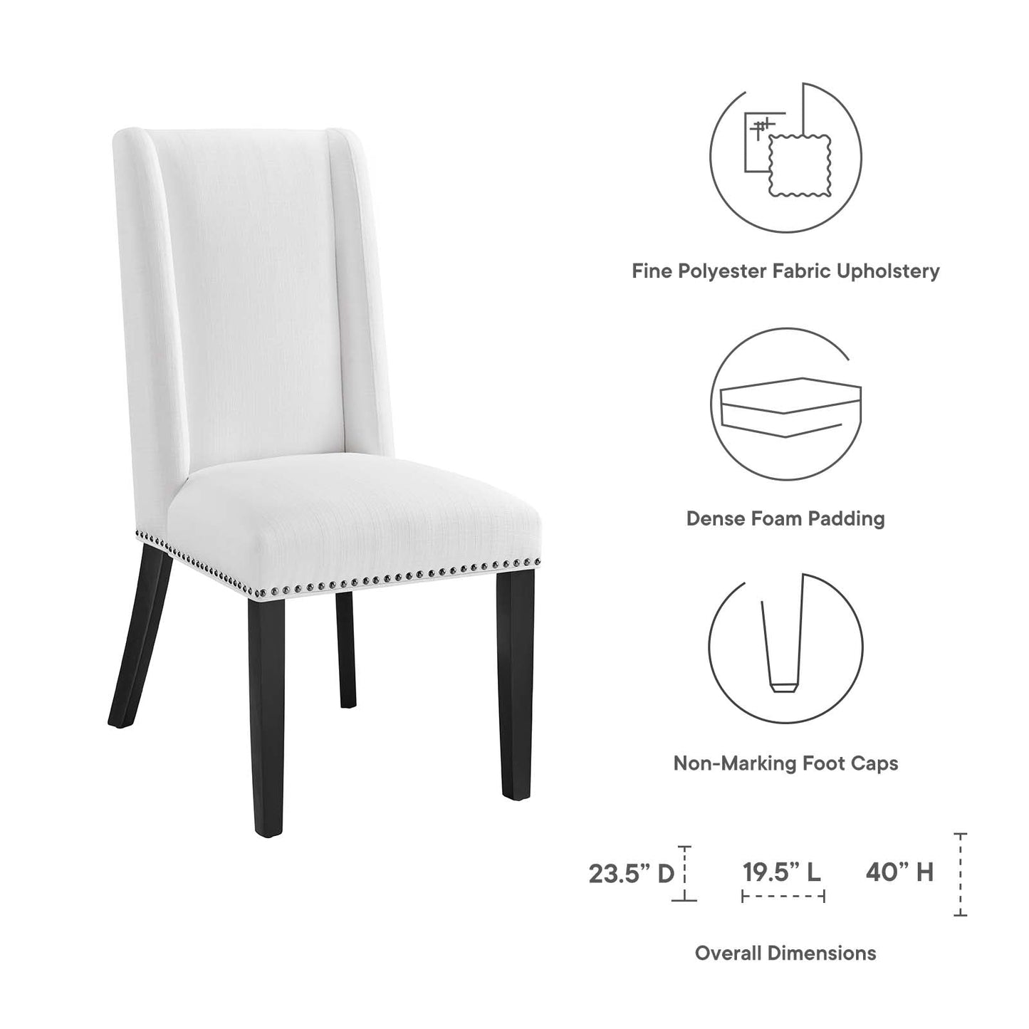 Baron Fabric Dining Chair White EEI-2233-WHI