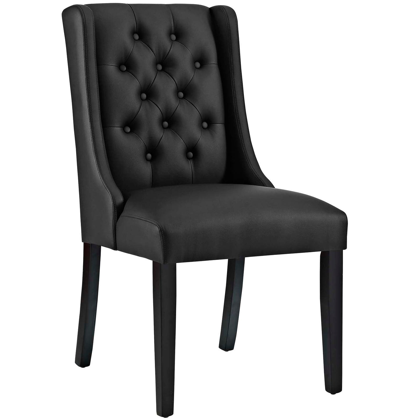 Baronet Button Tufted Vegan Leather Dining Chair Black EEI-2234-BLK