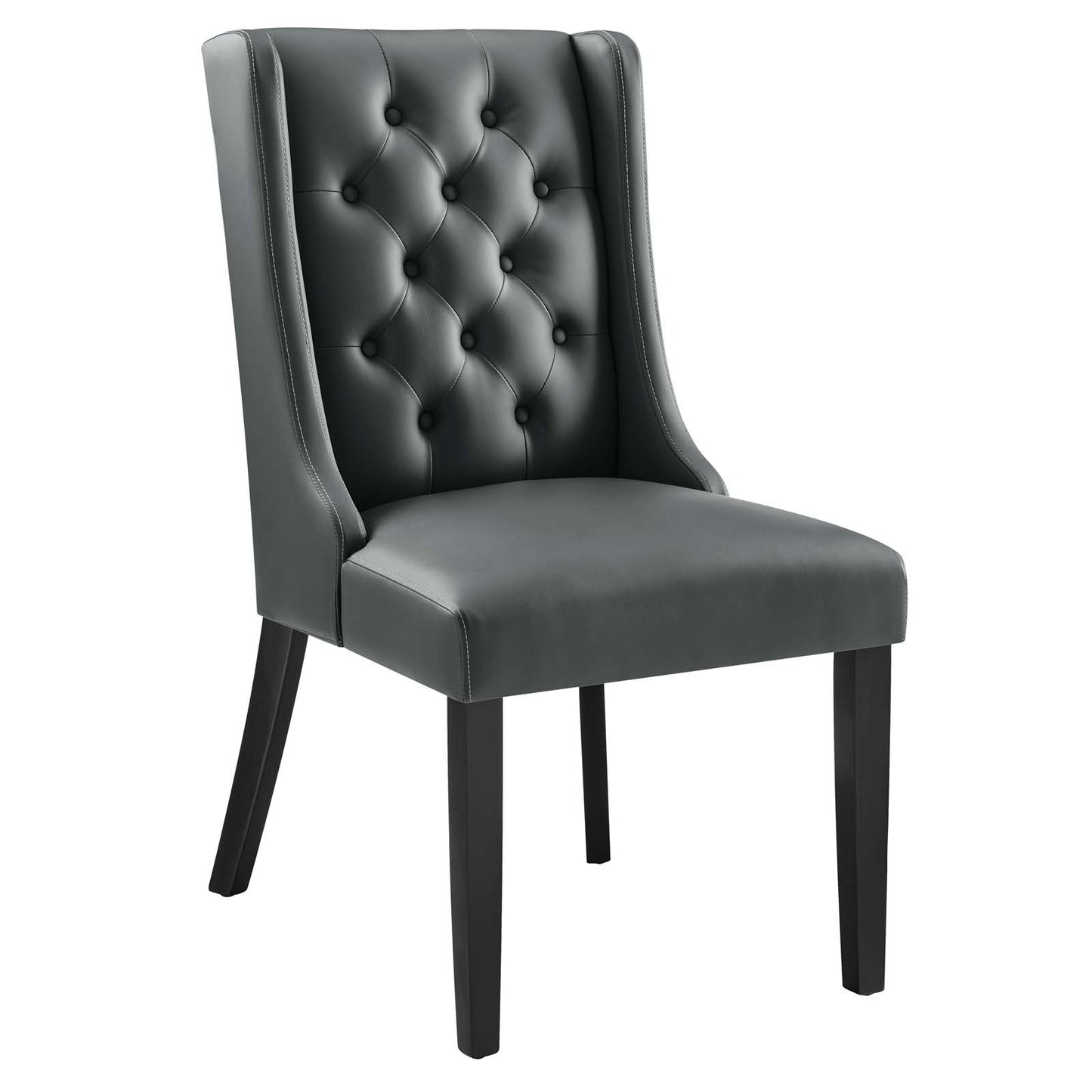 Baronet Button Tufted Vegan Leather Dining Chair Gray EEI-2234-GRY