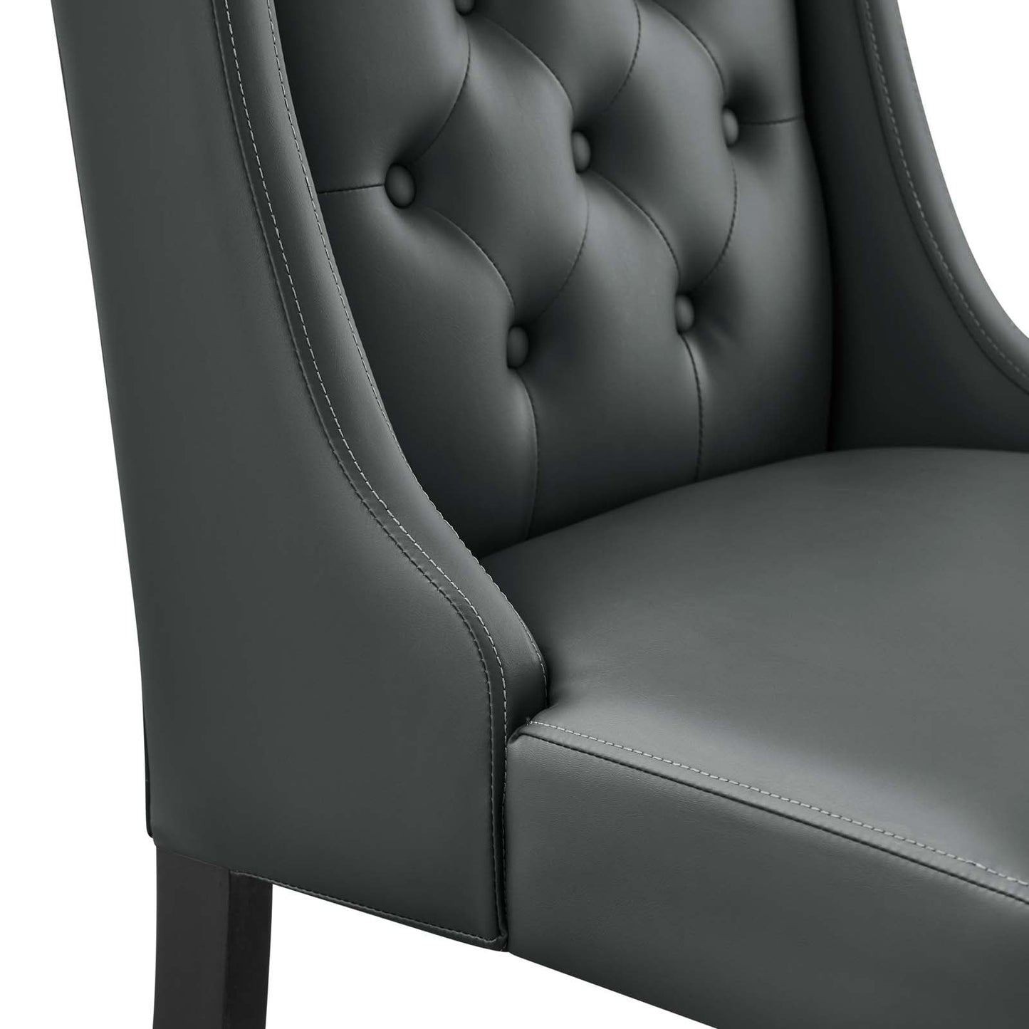 Baronet Button Tufted Vegan Leather Dining Chair Gray EEI-2234-GRY