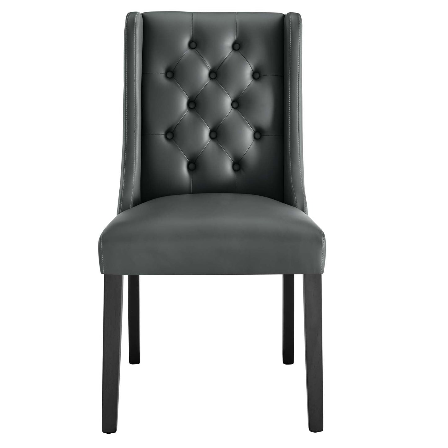 Baronet Button Tufted Vegan Leather Dining Chair Gray EEI-2234-GRY