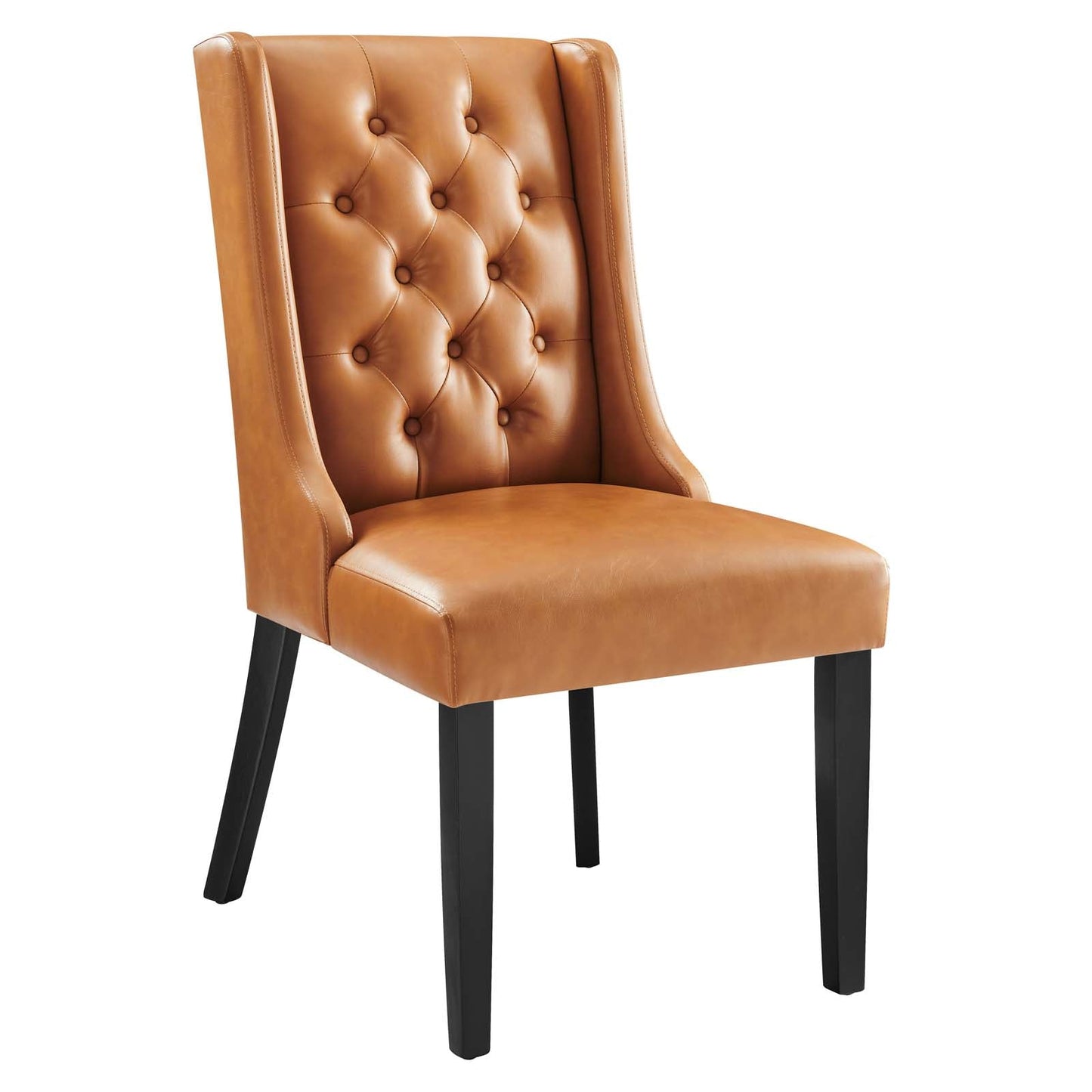 Baronet Button Tufted Vegan Leather Dining Chair Tan EEI-2234-TAN