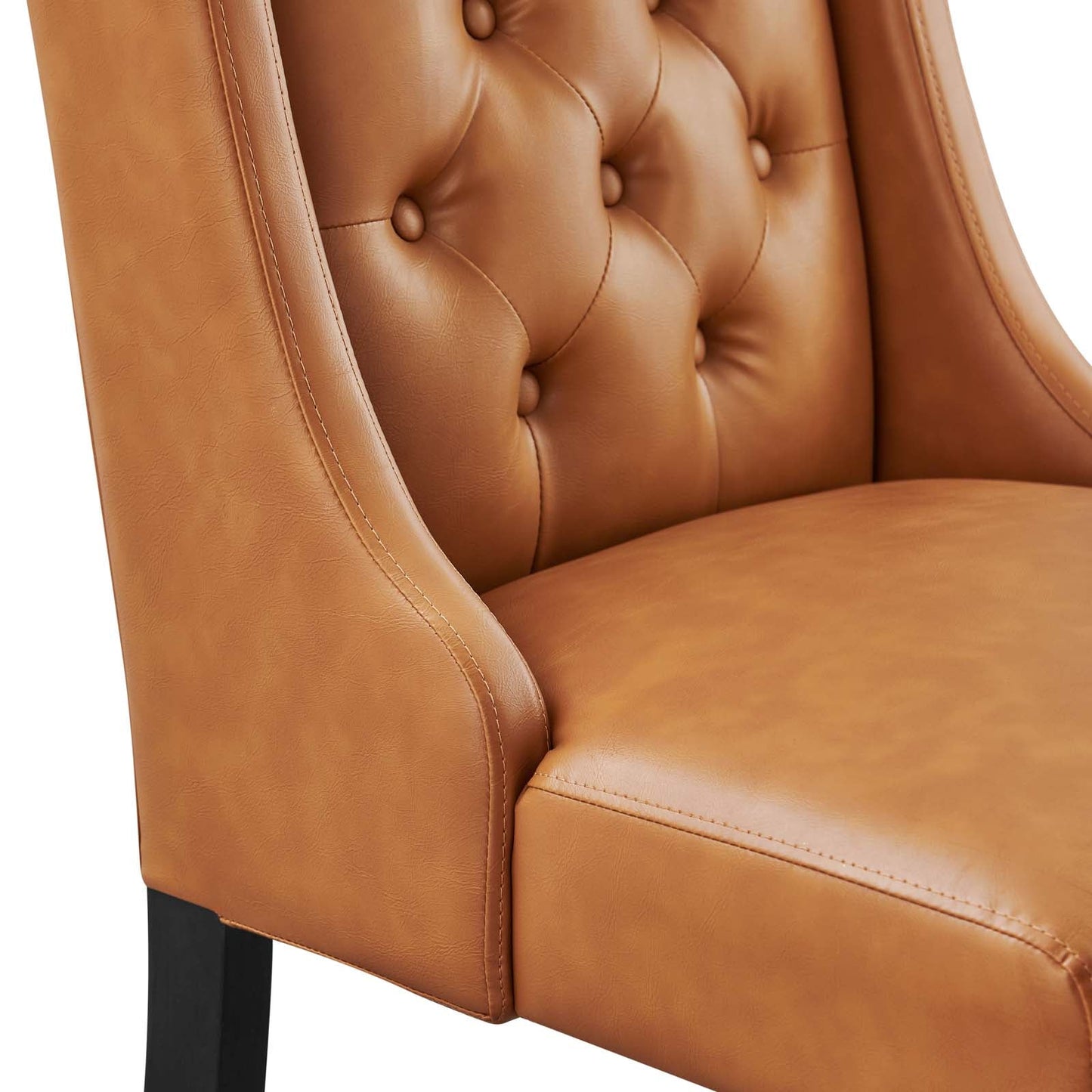 Baronet Button Tufted Vegan Leather Dining Chair Tan EEI-2234-TAN