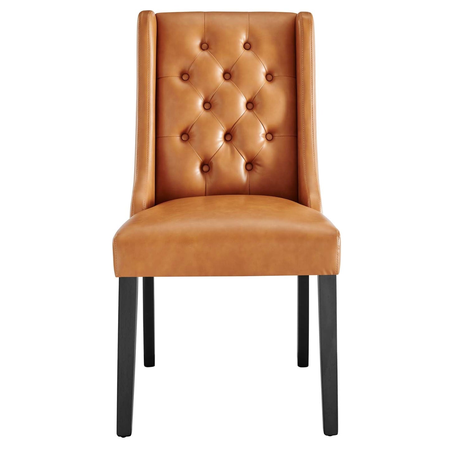 Baronet Button Tufted Vegan Leather Dining Chair Tan EEI-2234-TAN