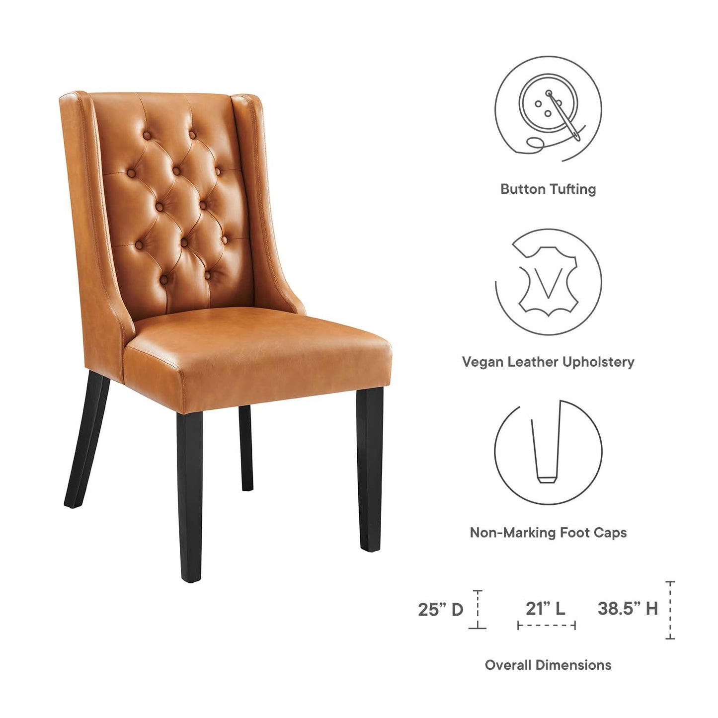 Baronet Button Tufted Vegan Leather Dining Chair Tan EEI-2234-TAN