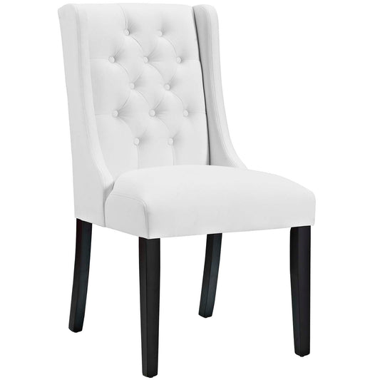 Baronet Button Tufted Vegan Leather Dining Chair White EEI-2234-WHI