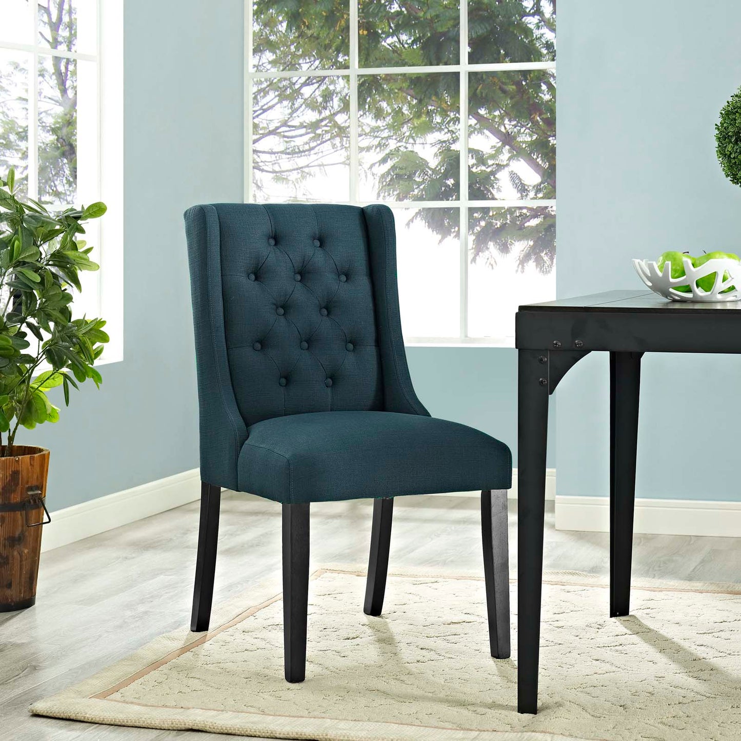 Baronet Button Tufted Fabric Dining Chair Azure EEI-2235-AZU