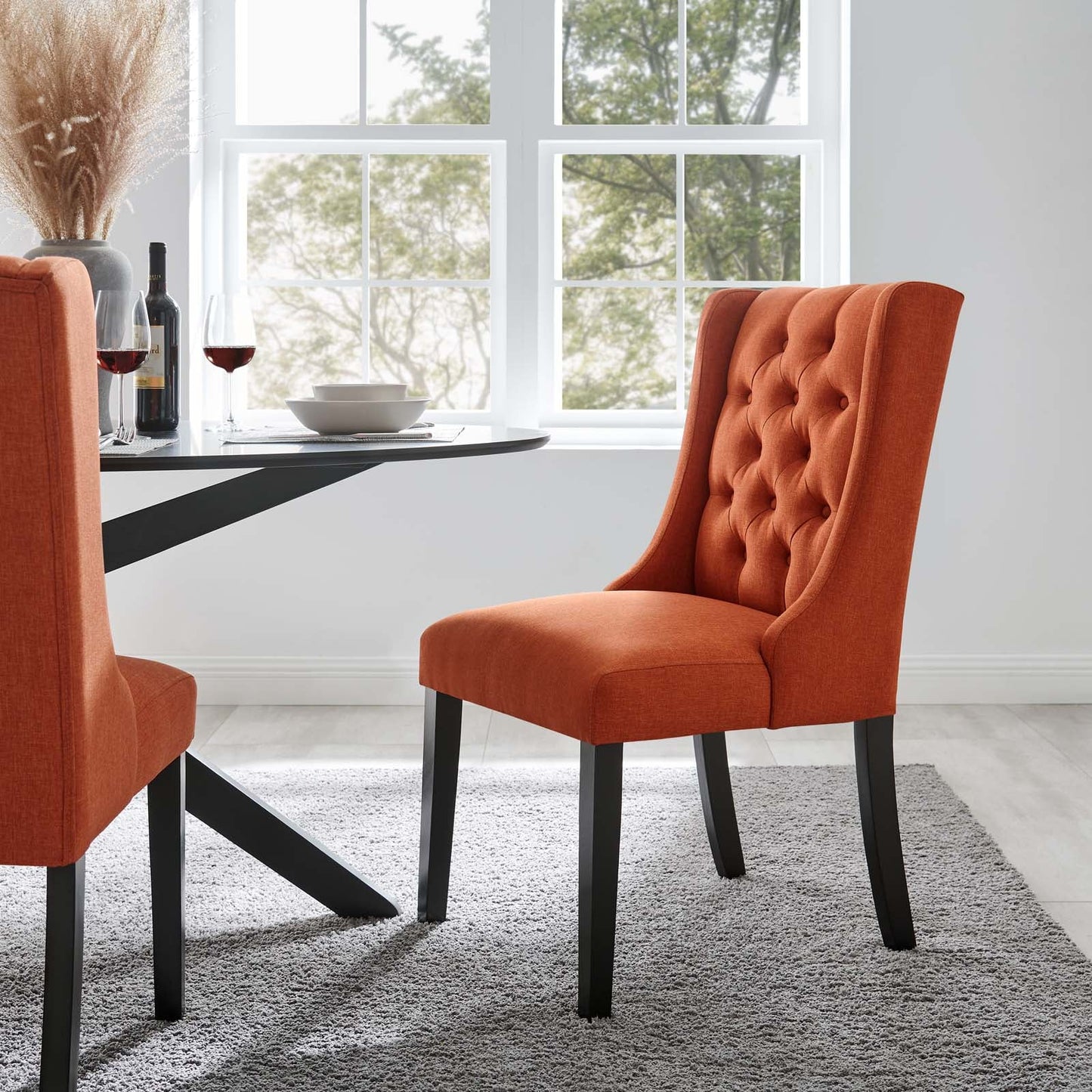 Baronet Button Tufted Fabric Dining Chair Orange EEI-2235-ORA