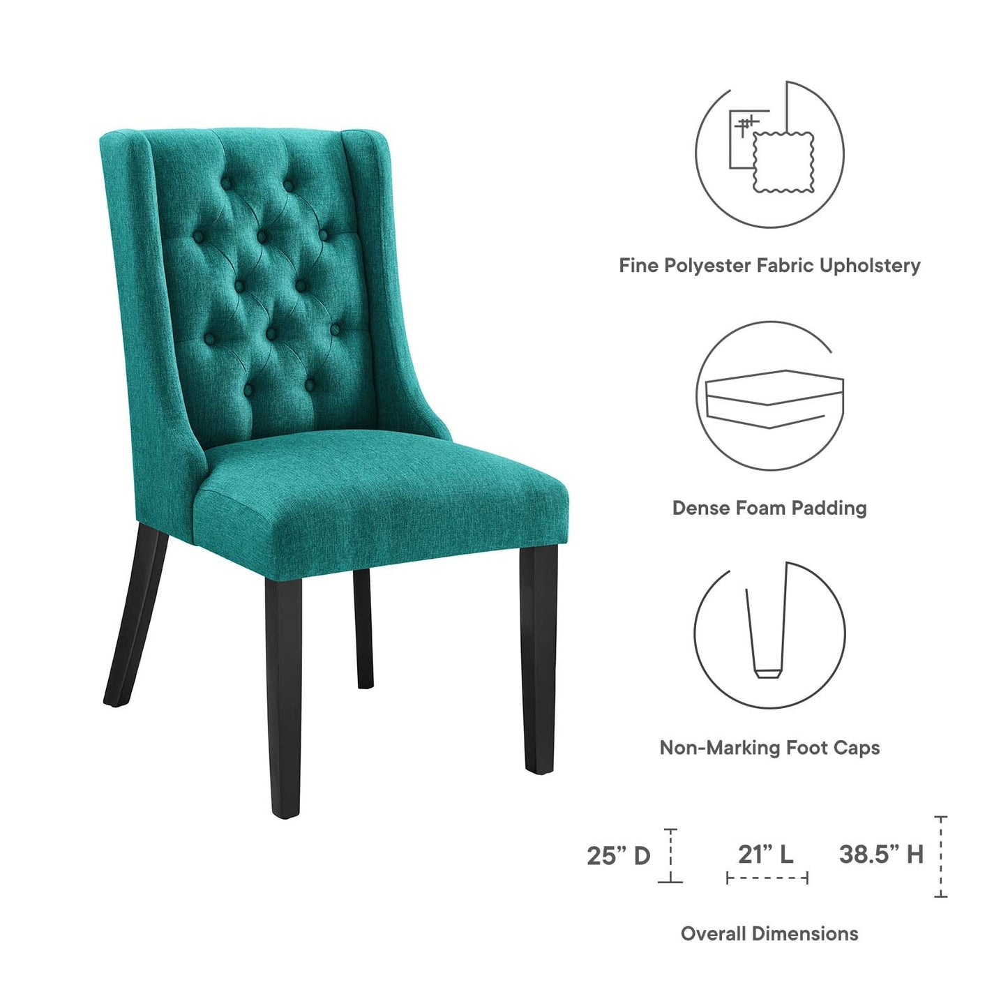 Baronet Button Tufted Fabric Dining Chair Teal EEI-2235-TEA