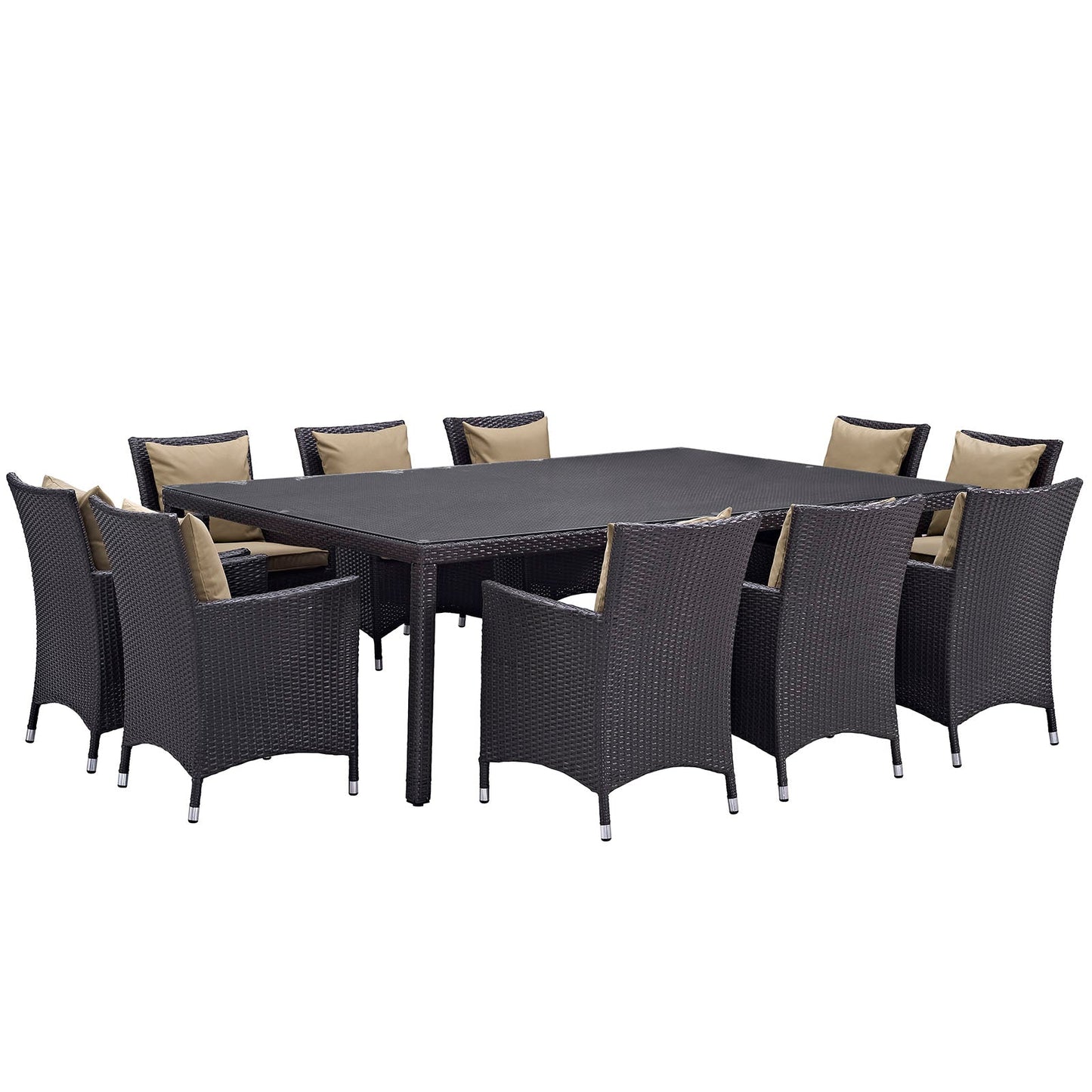 Convene 11 Piece Outdoor Patio Dining Set Espresso Mocha EEI-2240-EXP-MOC-SET