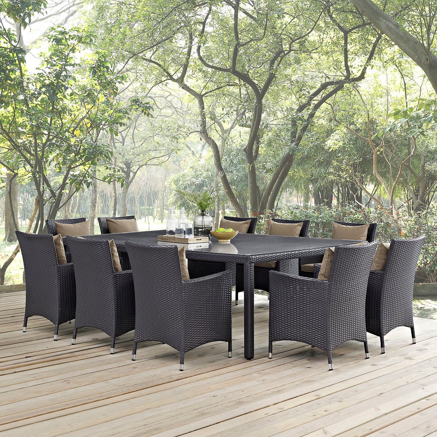 Convene 11 Piece Outdoor Patio Dining Set Espresso Mocha EEI-2240-EXP-MOC-SET