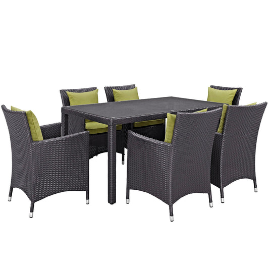 Convene 7 Piece Outdoor Patio Dining Set Espresso Peridot EEI-2241-EXP-PER-SET