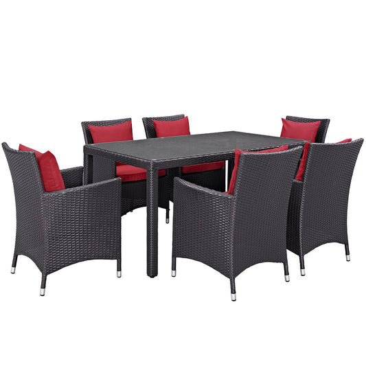 Convene 7 Piece Outdoor Patio Dining Set Espresso Red EEI-2241-EXP-RED-SET