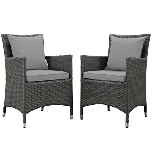 Sojourn 2 Piece Outdoor Patio Sunbrella® Dining Set Canvas Gray EEI-2242-CHC-GRY-SET