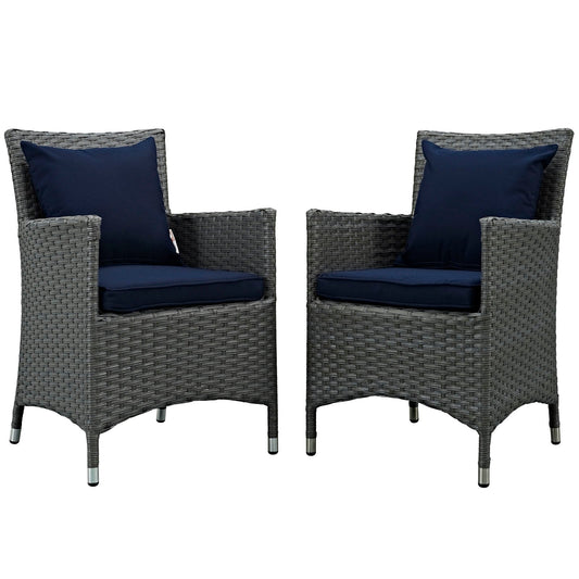 Sojourn 2 Piece Outdoor Patio Sunbrella® Dining Set Canvas Navy EEI-2242-CHC-NAV-SET