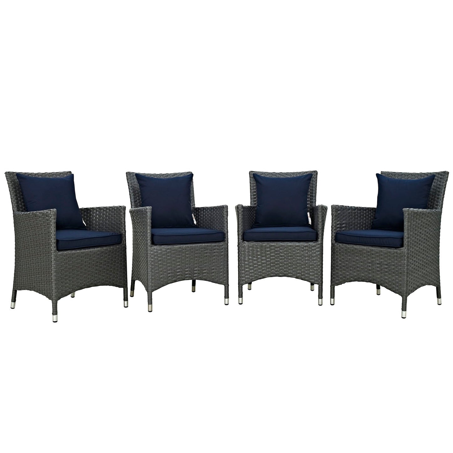 Sojourn 4 Piece Outdoor Patio Sunbrella® Dining Set Canvas Navy EEI-2243-CHC-NAV-SET