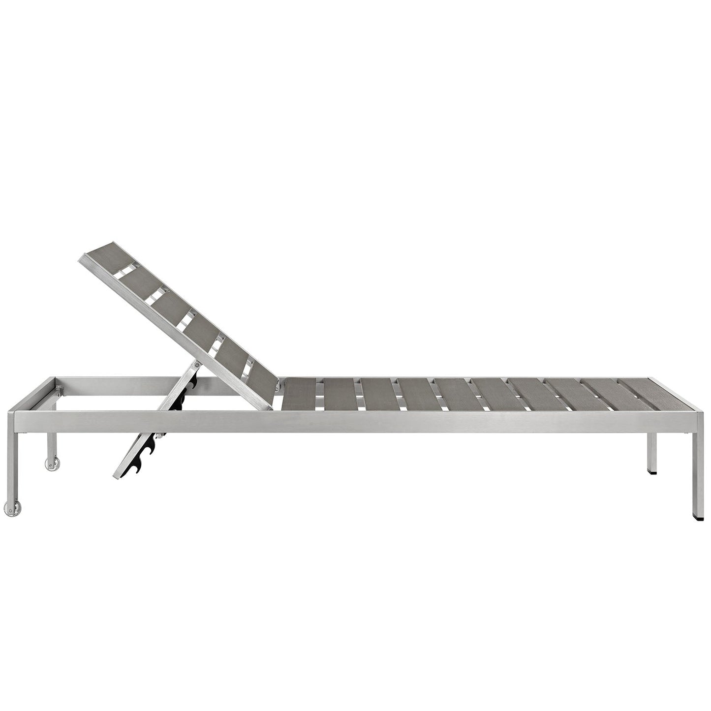 Shore Outdoor Patio Aluminum Chaise Silver Gray EEI-2247-SLV-GRY