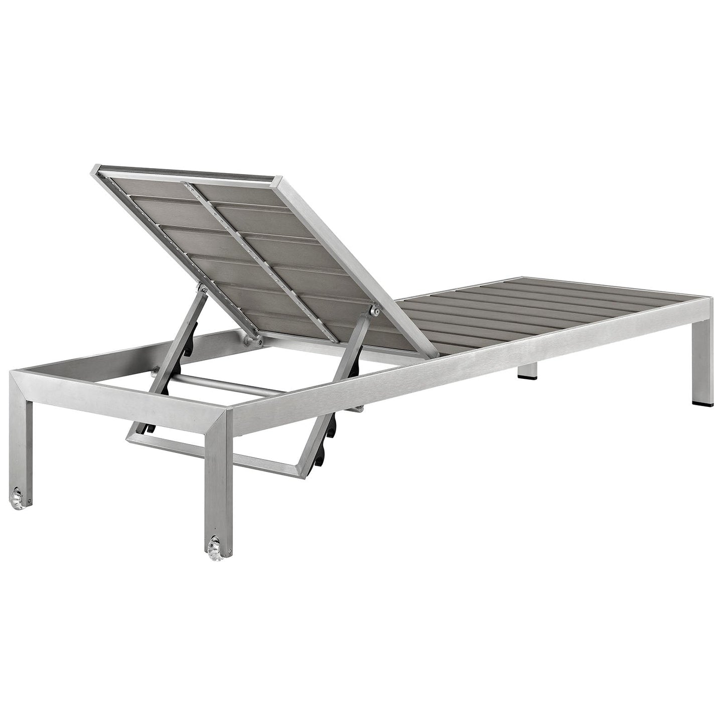 Shore Outdoor Patio Aluminum Chaise Silver Gray EEI-2247-SLV-GRY