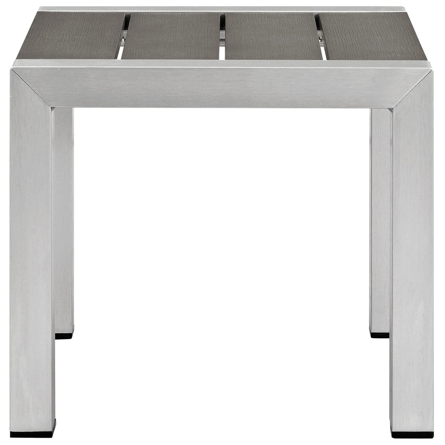 Shore Outdoor Patio Aluminum Side Table Silver Gray EEI-2248-SLV-GRY