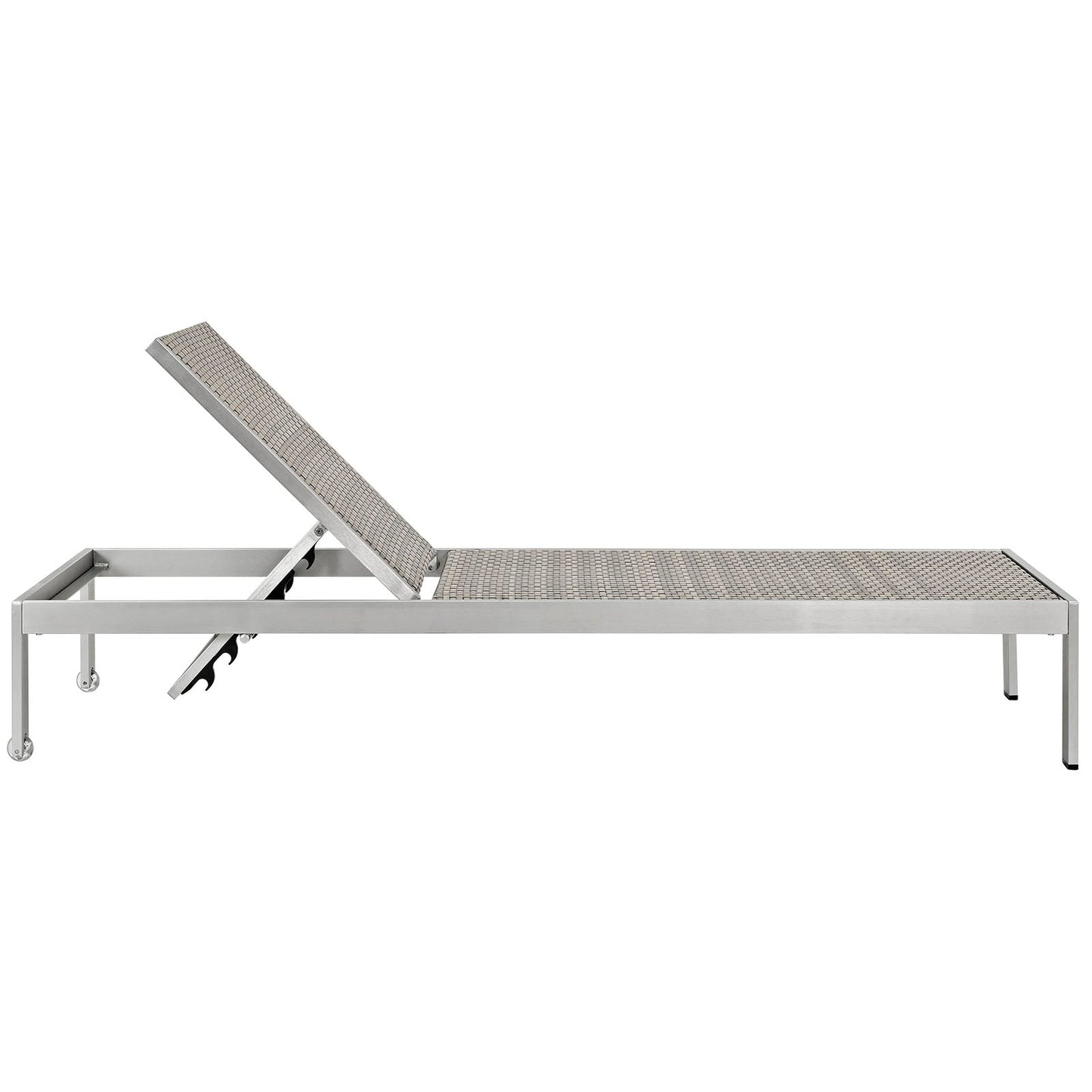 Shore Outdoor Patio Aluminum Rattan Chaise Silver Brown Gray EEI-2250-SLV-GRY