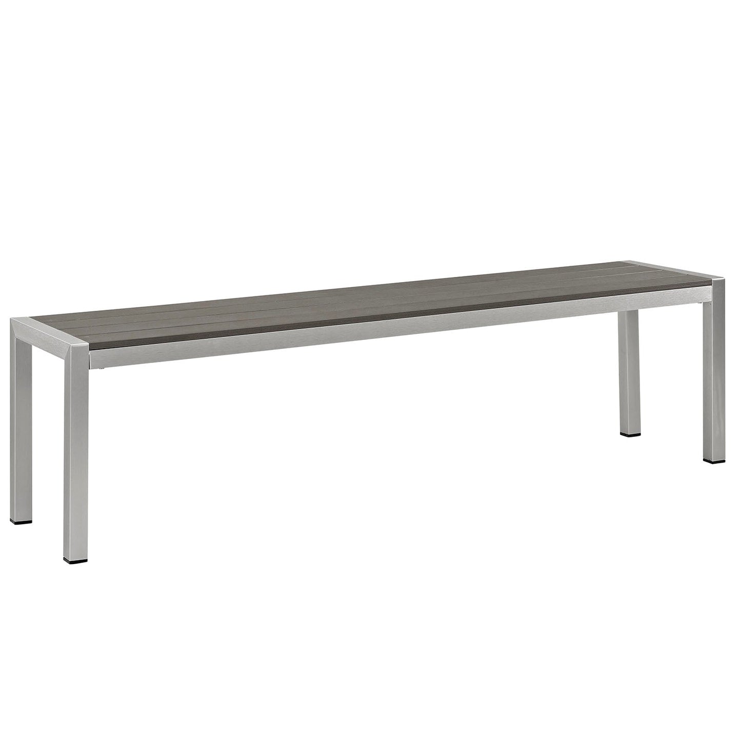 Shore Outdoor Patio Aluminum Bench Silver Gray EEI-2252-SLV-GRY