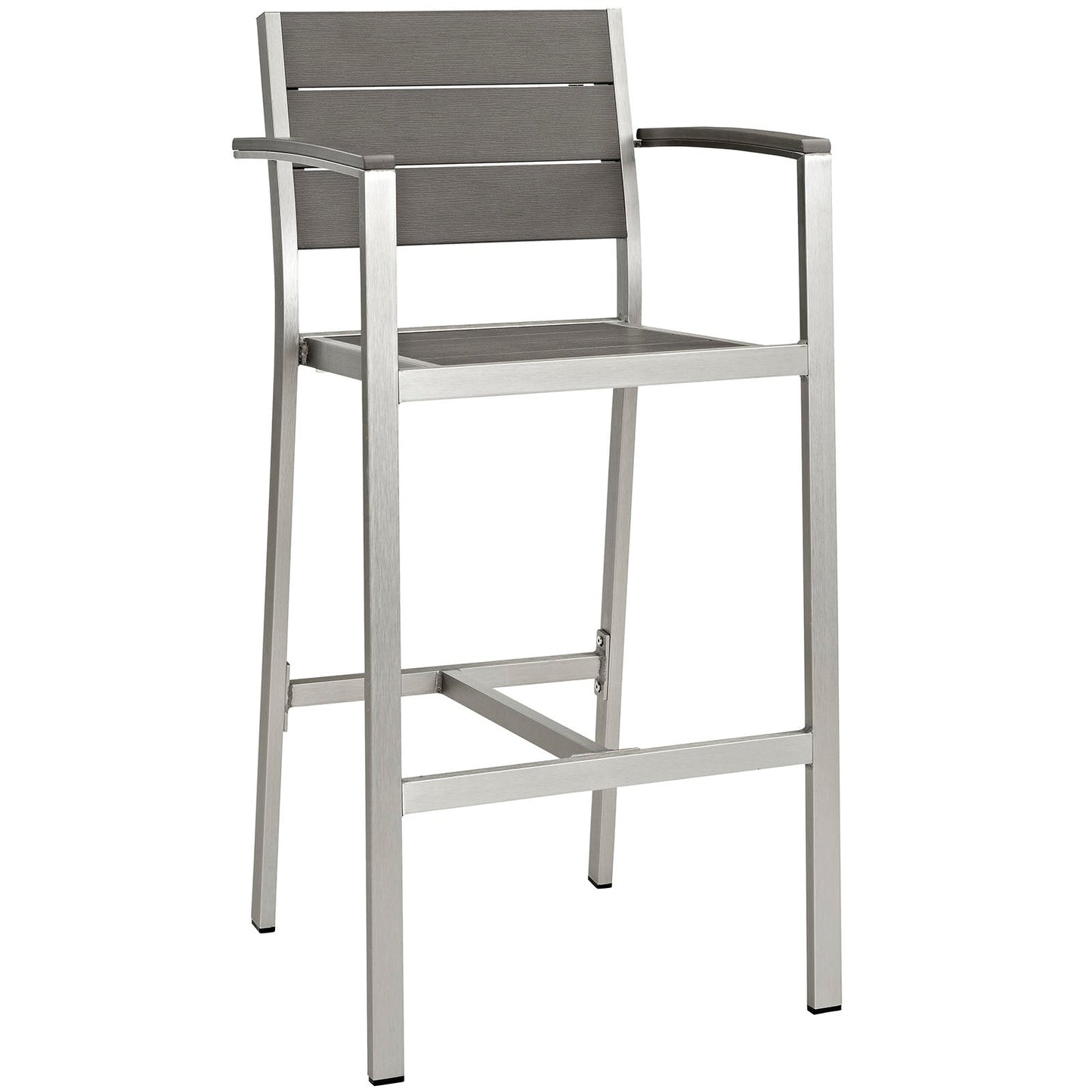 Shore Outdoor Patio Aluminum Bar Stool Silver Gray EEI-2254-SLV-GRY