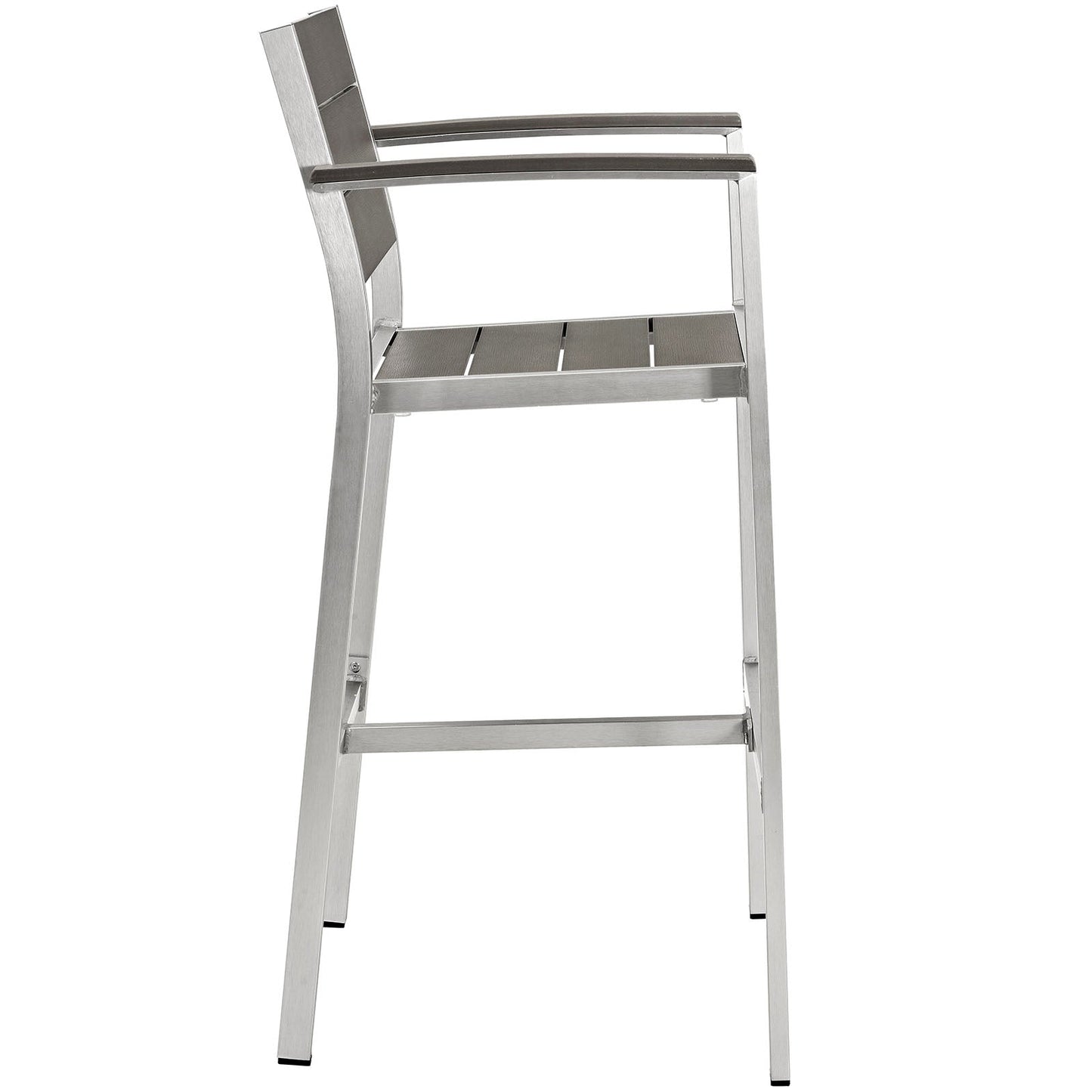 Shore Outdoor Patio Aluminum Bar Stool Silver Gray EEI-2254-SLV-GRY