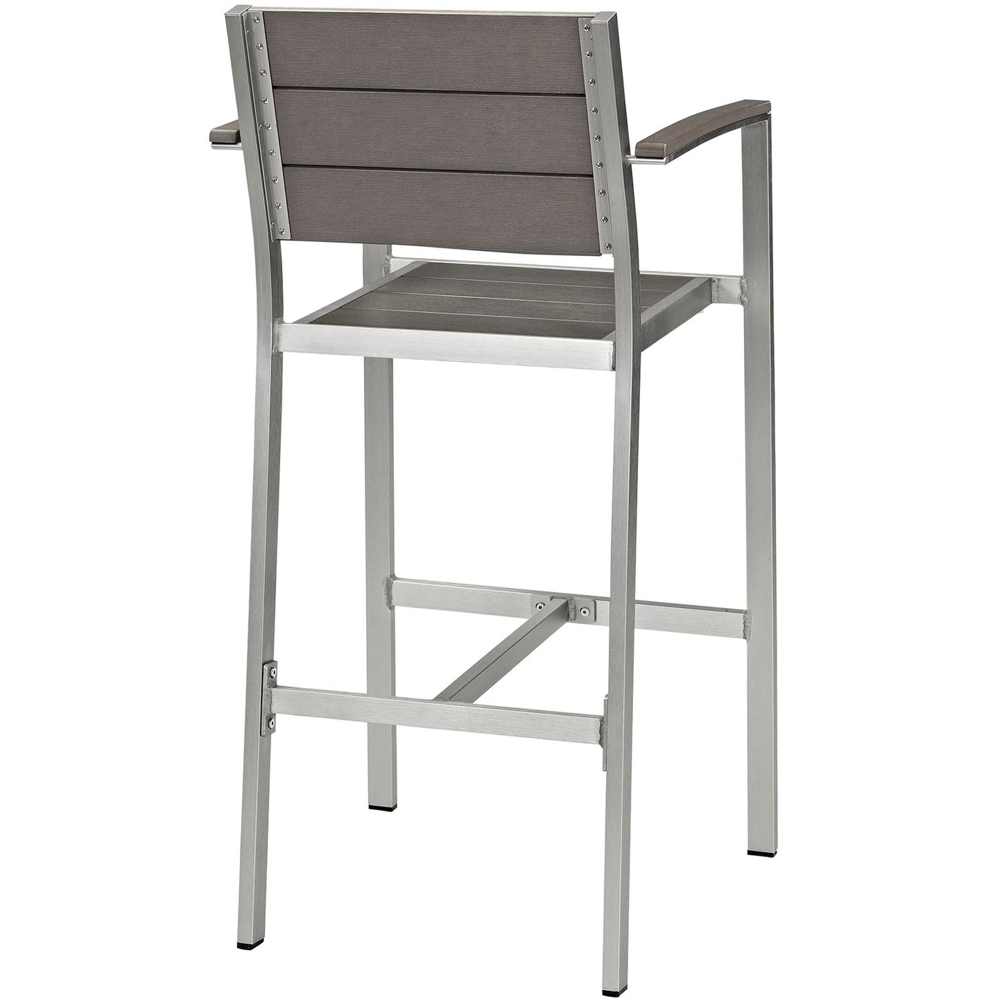 Shore Outdoor Patio Aluminum Bar Stool Silver Gray EEI-2254-SLV-GRY