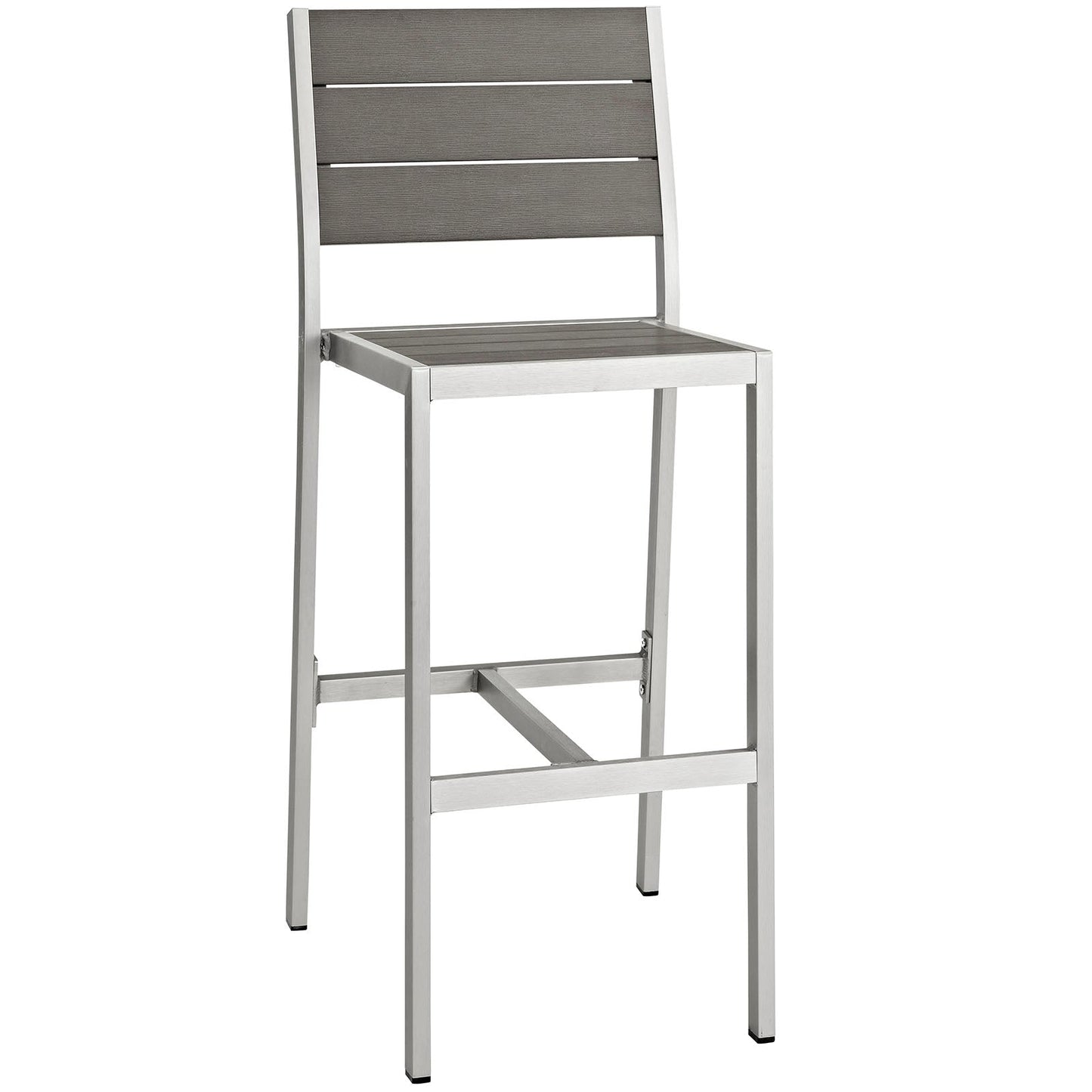 Shore Outdoor Patio Aluminum Armless Bar Stool Silver Gray EEI-2255-SLV-GRY