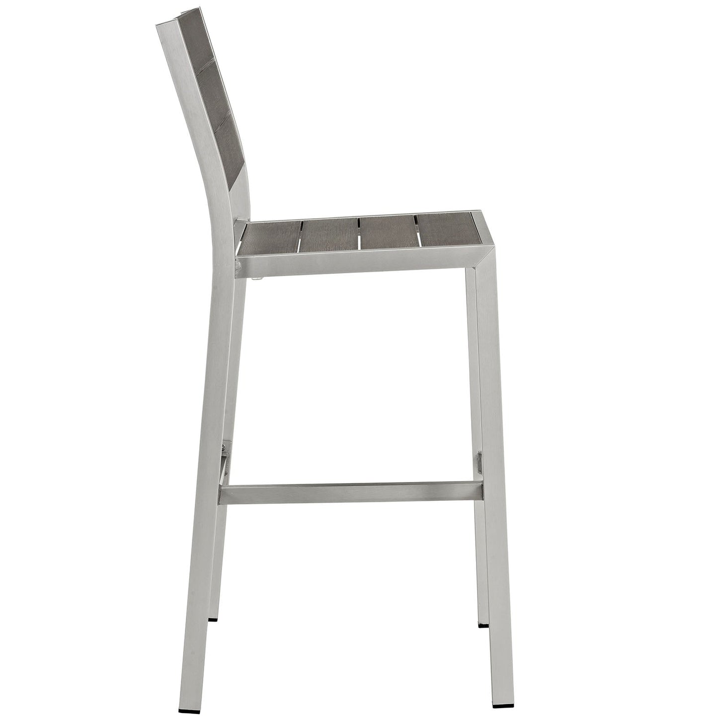 Shore Outdoor Patio Aluminum Armless Bar Stool Silver Gray EEI-2255-SLV-GRY