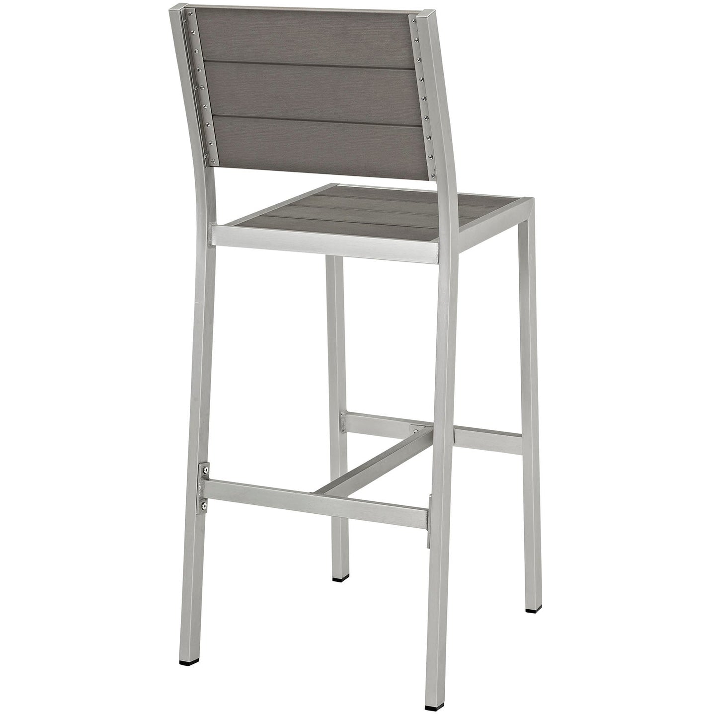 Shore Outdoor Patio Aluminum Armless Bar Stool Silver Gray EEI-2255-SLV-GRY