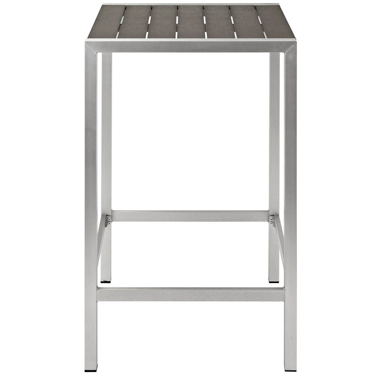 Shore Outdoor Patio Aluminum Bar Table Silver Gray EEI-2256-SLV-GRY