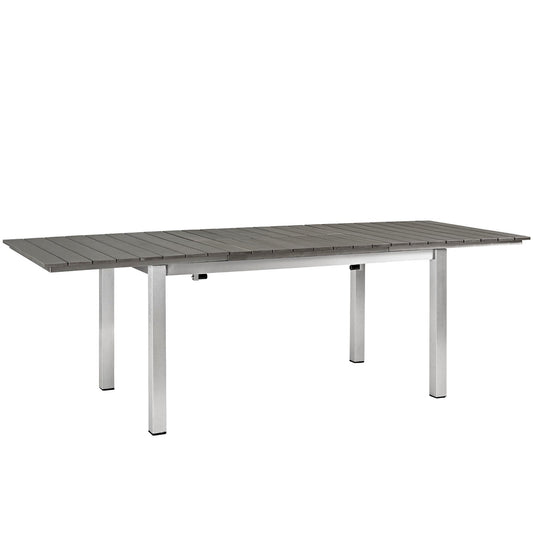 Shore Outdoor Patio Wood Dining Table Silver Gray EEI-2257-SLV-GRY