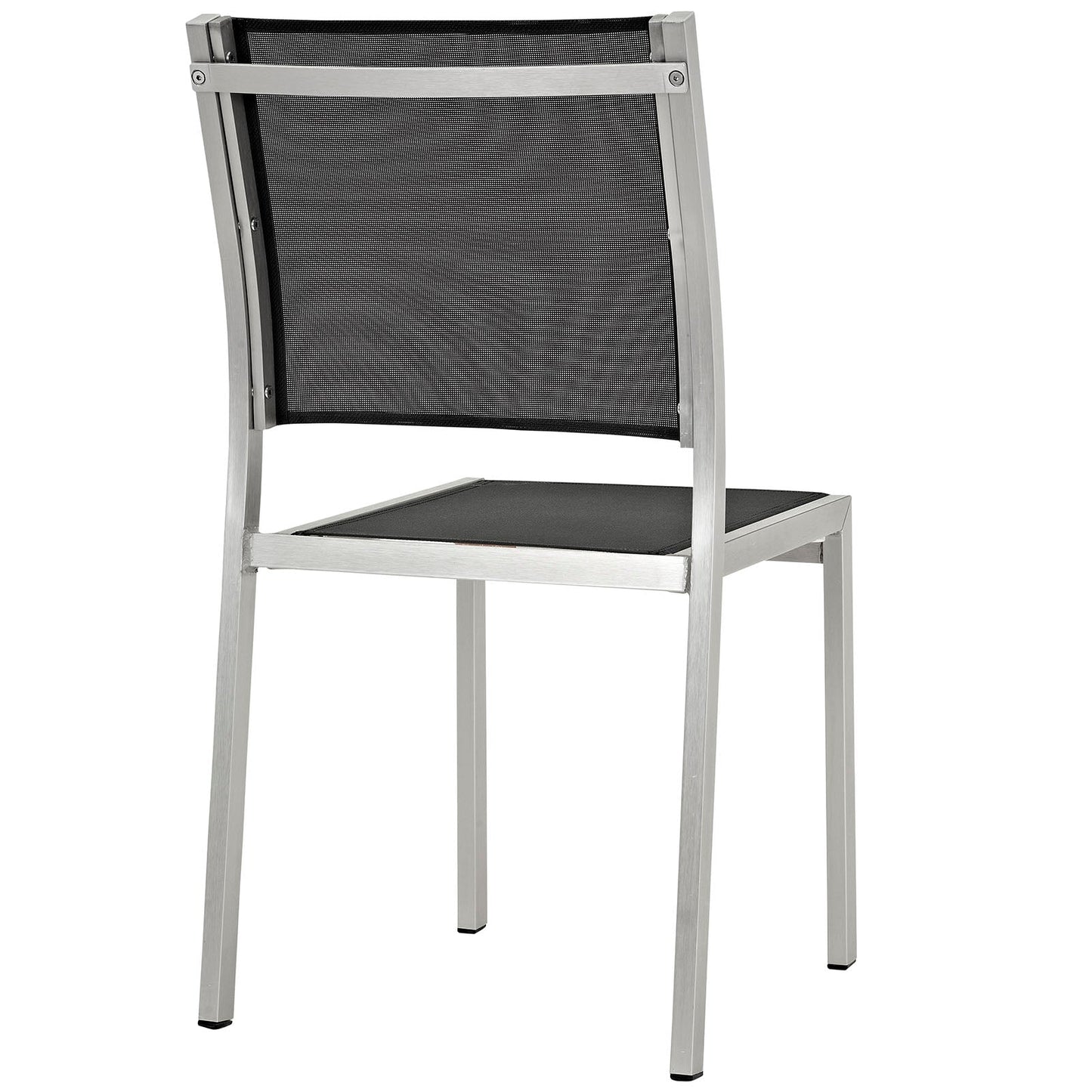 Shore Outdoor Patio Aluminum Side Chair Silver Black EEI-2259-SLV-BLK