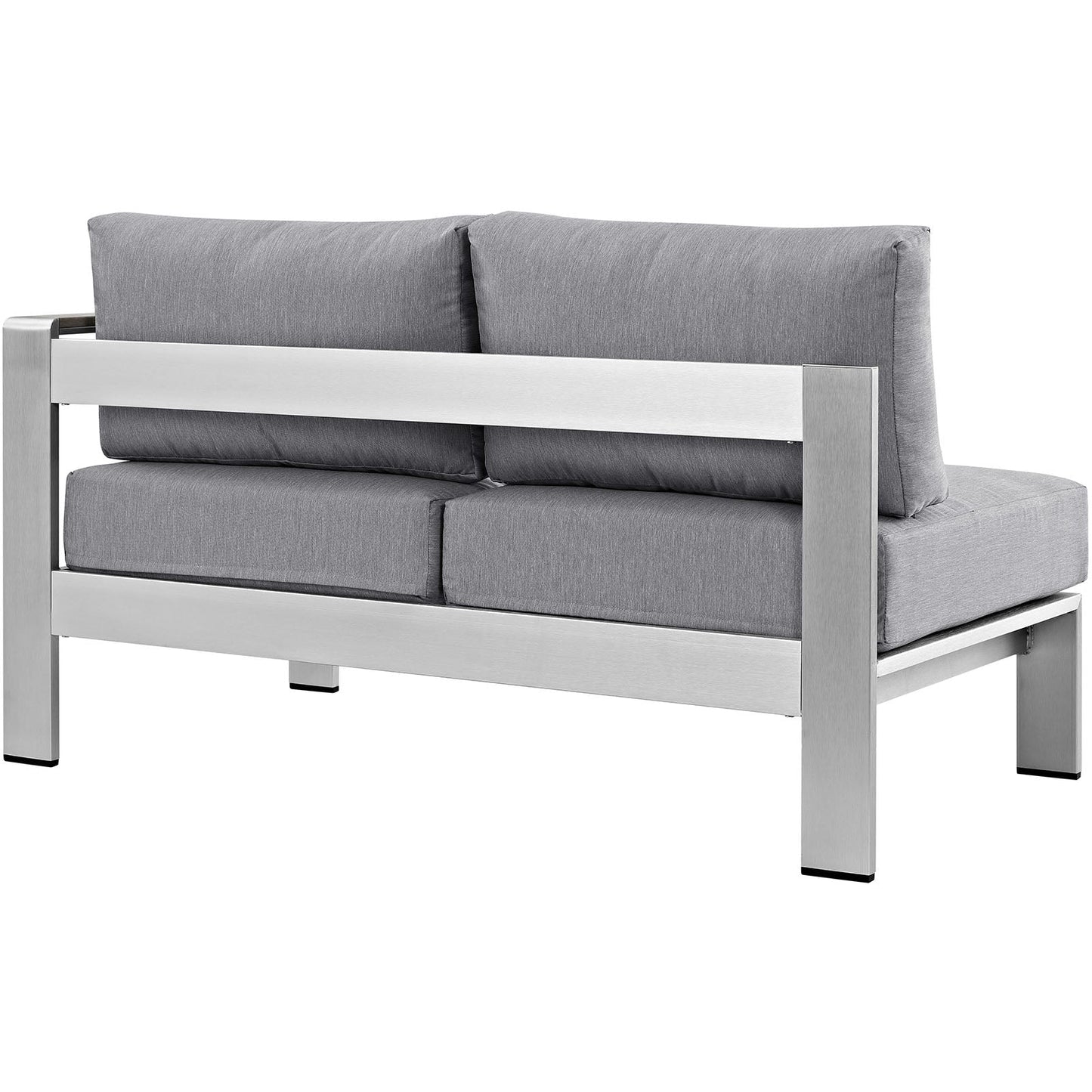 Shore Right-Arm Corner Sectional Outdoor Patio Aluminum Loveseat Silver Gray EEI-2262-SLV-GRY