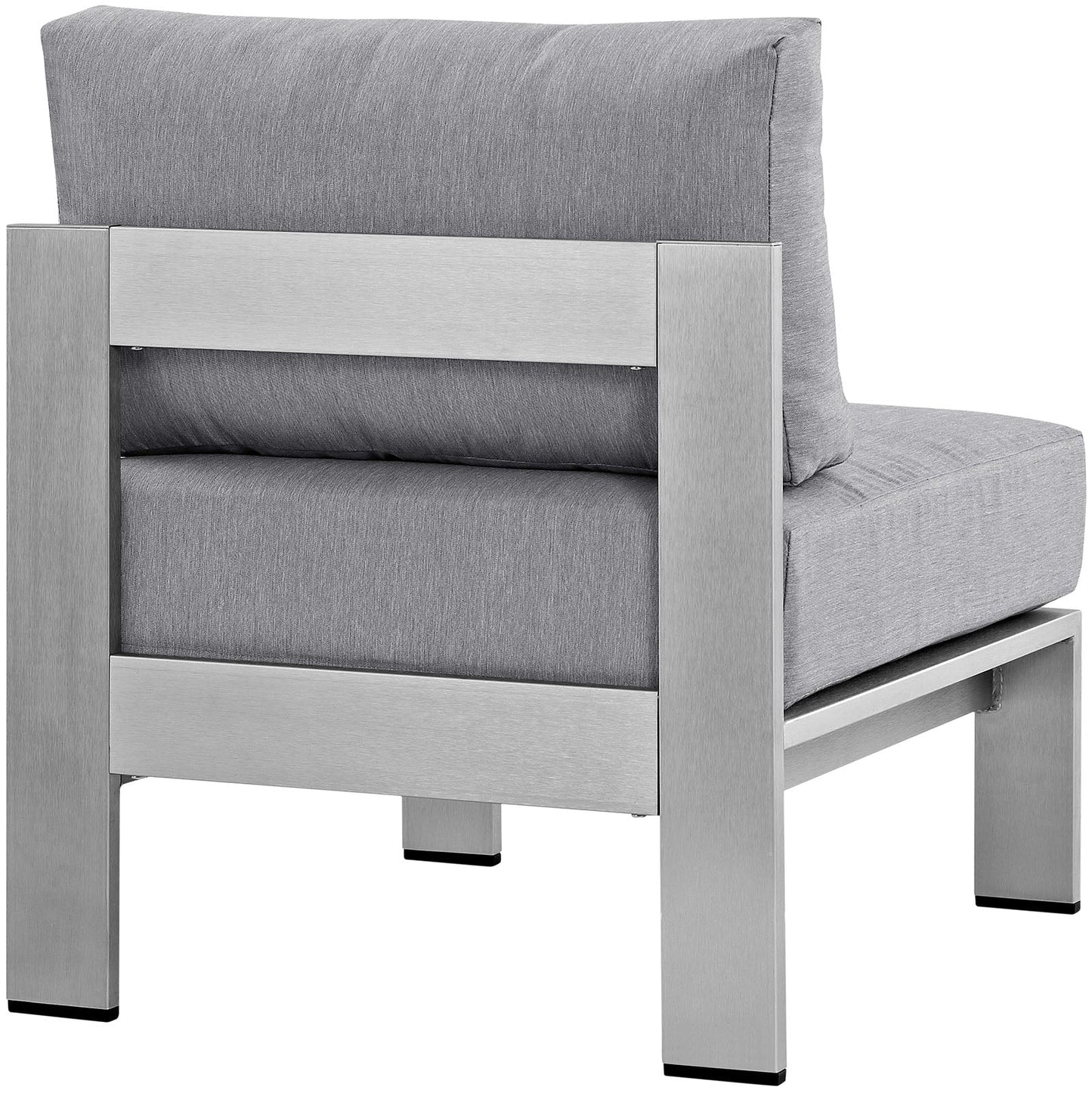 Shore Armless Outdoor Patio Aluminum Chair Silver Gray EEI-2263-SLV-GRY