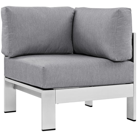 Shore Outdoor Patio Aluminum Corner Sofa Silver Gray EEI-2264-SLV-GRY