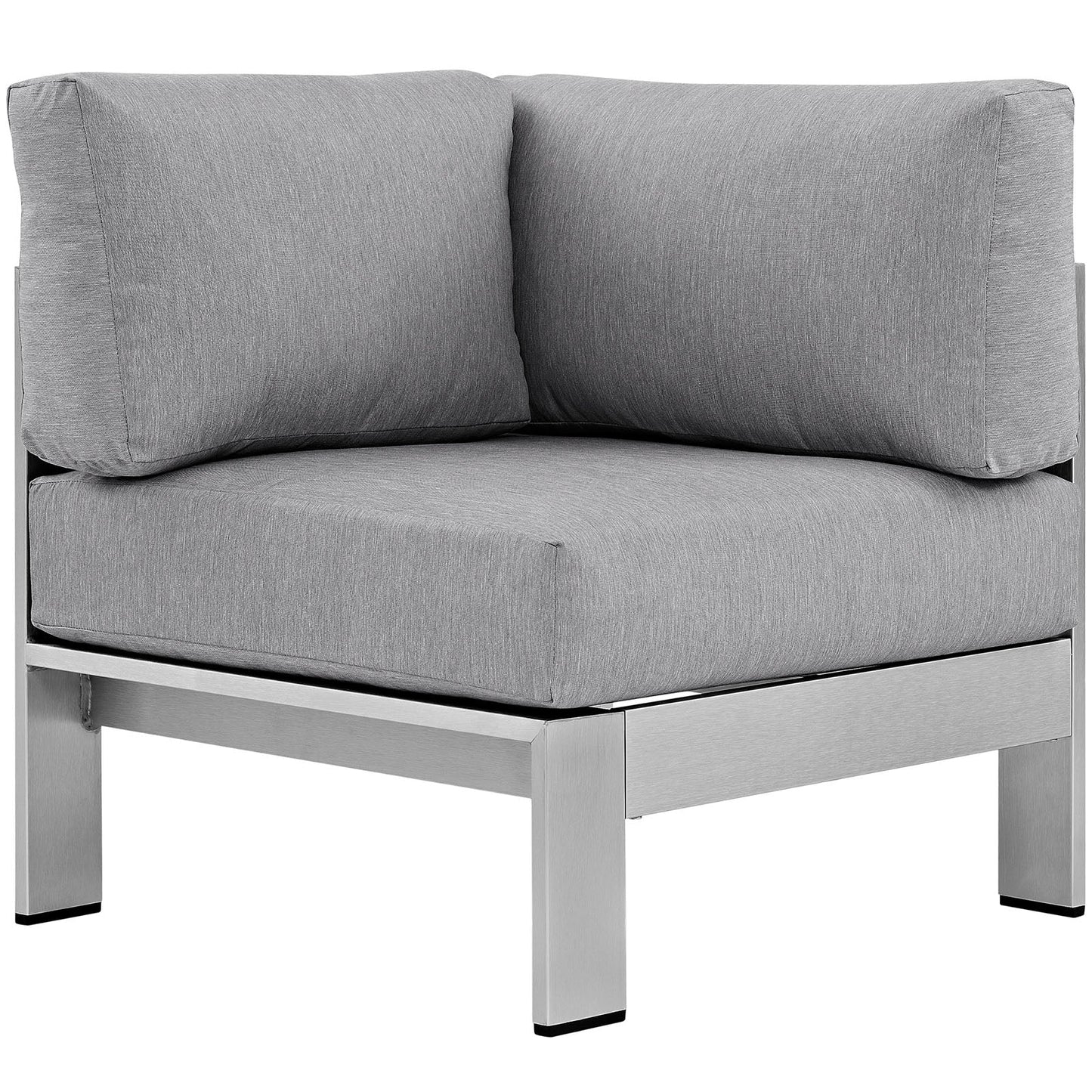 Shore Outdoor Patio Aluminum Corner Sofa Silver Gray EEI-2264-SLV-GRY