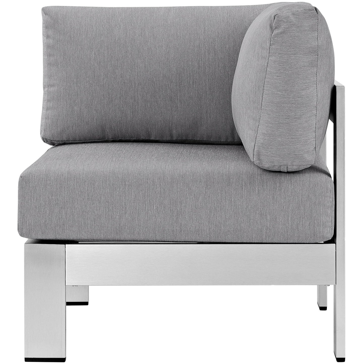 Shore Outdoor Patio Aluminum Corner Sofa Silver Gray EEI-2264-SLV-GRY