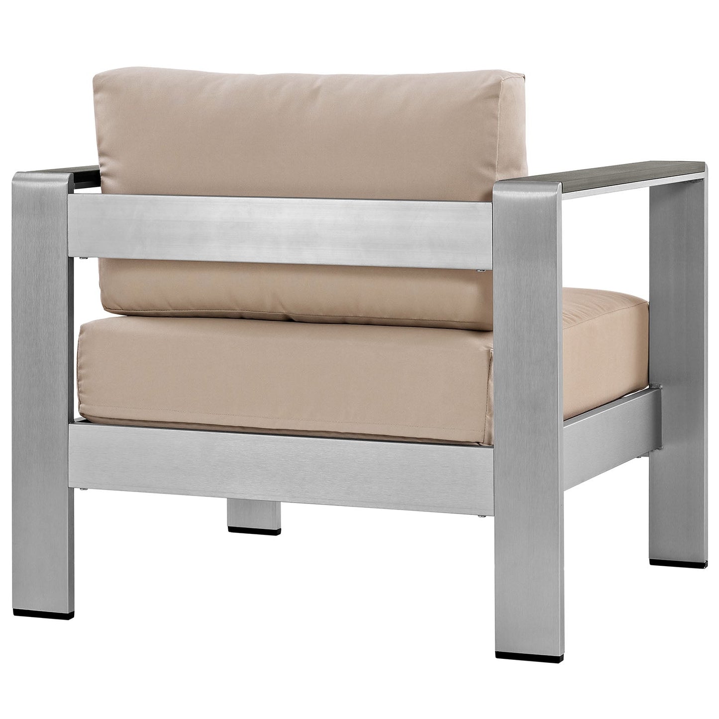 Shore Outdoor Patio Aluminum Armchair Silver Beige EEI-2266-SLV-BEI