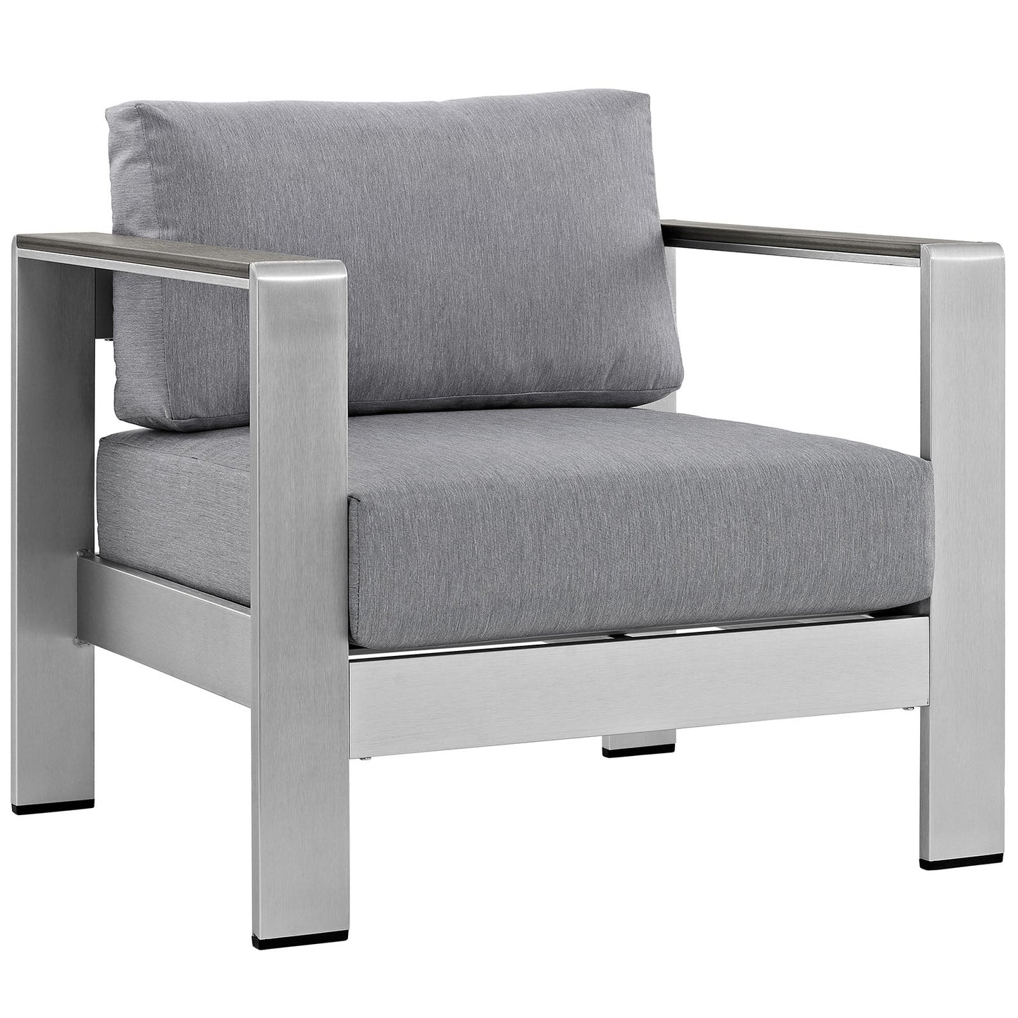 Shore Outdoor Patio Aluminum Armchair Silver Gray EEI-2266-SLV-GRY