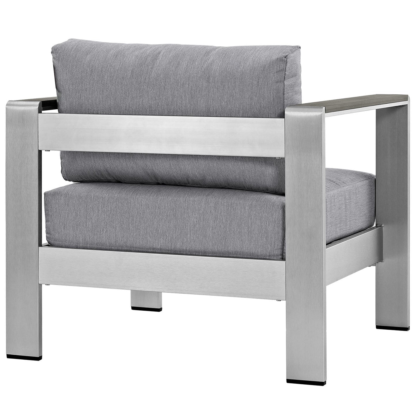 Shore Outdoor Patio Aluminum Armchair Silver Gray EEI-2266-SLV-GRY