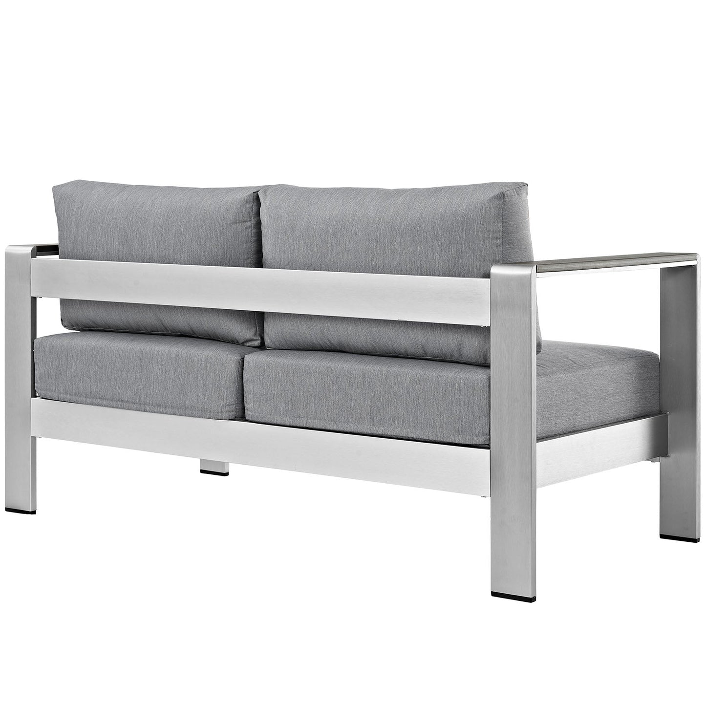 Shore Outdoor Patio Aluminum Loveseat Silver Gray EEI-2267-SLV-GRY