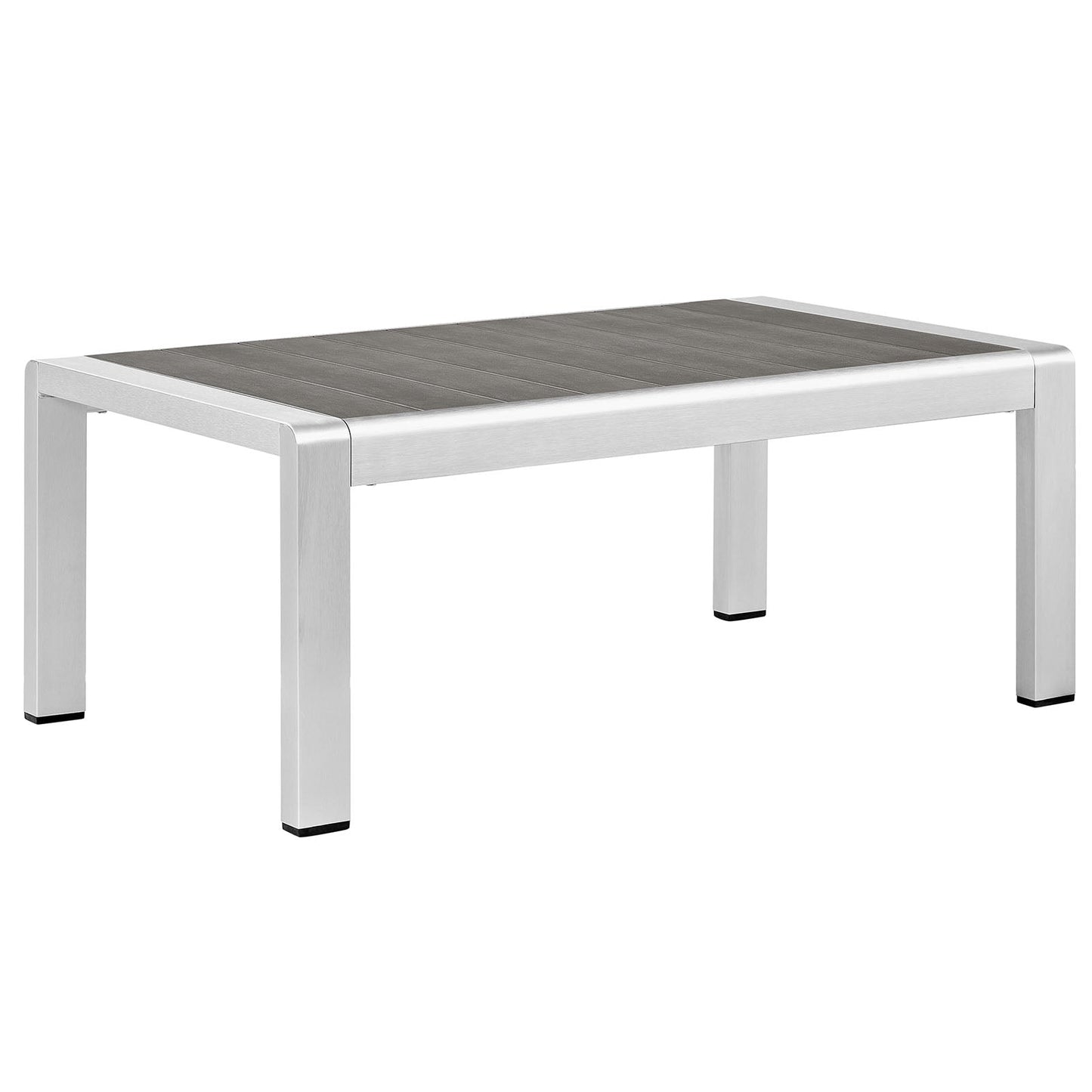 Shore Outdoor Patio Aluminum Coffee Table Silver Gray EEI-2268-SLV-GRY