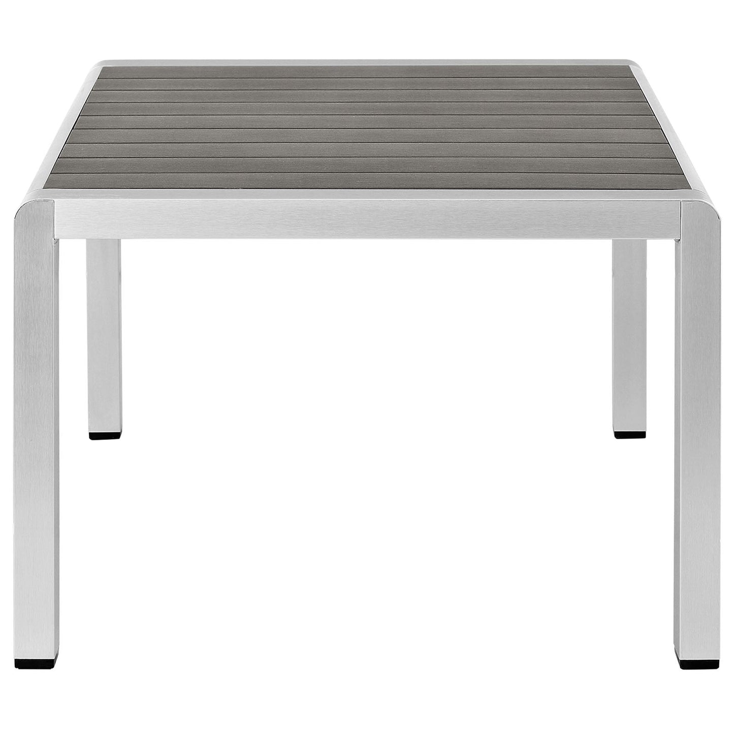 Shore Outdoor Patio Aluminum Coffee Table Silver Gray EEI-2268-SLV-GRY