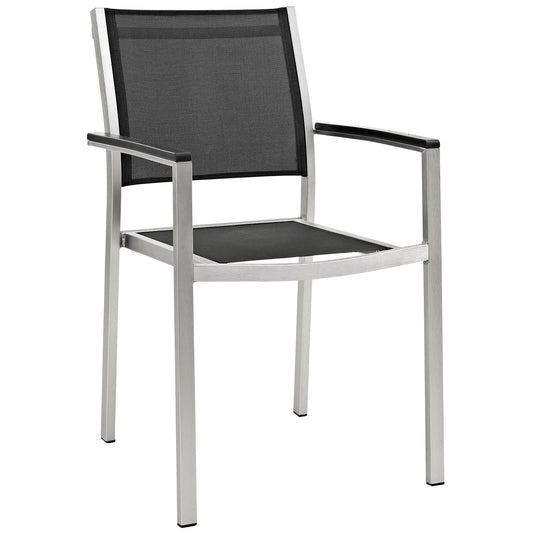 Shore Outdoor Patio Aluminum Dining Chair Silver Black EEI-2272-SLV-BLK