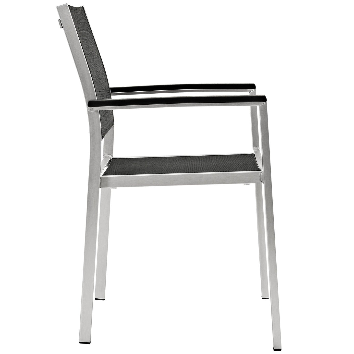 Shore Outdoor Patio Aluminum Dining Chair Silver Black EEI-2272-SLV-BLK