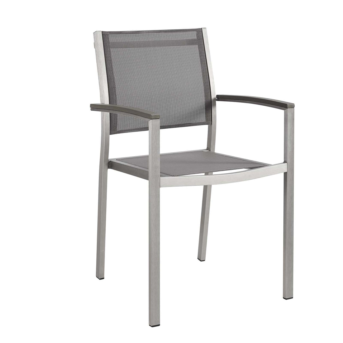 Shore Outdoor Patio Aluminum Dining Chair Silver Gray EEI-2272-SLV-GRY